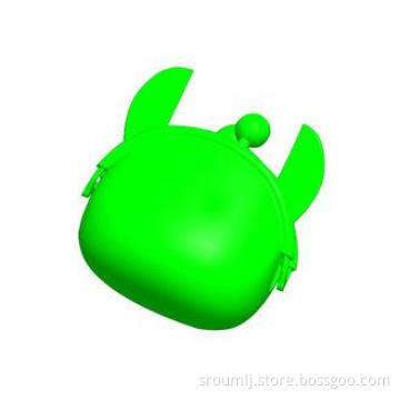 Long Ear Cartoon Bag Funny Silicone Coin Purse Bag Green fo